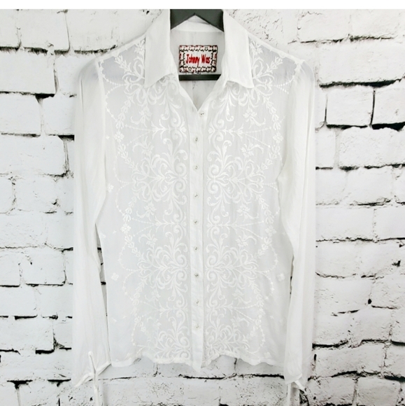 Johnny Was Embroidered White Blouse XS - Picture 3 of 10